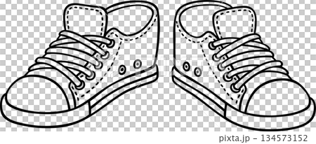Hand drawn pair of sneakers doodle Hand drawn pair of sneakers doodle 134573152