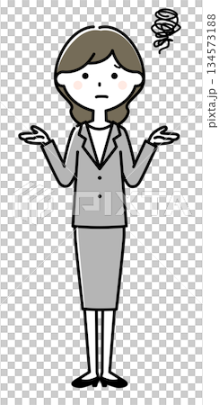 困っているスーツの女性 134573188