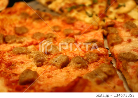 cheese and tomato pizzas as italian food cheese and tomato pizzas as italian food 134573355