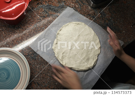 cheese and tomato pizzas as italian food 134573373