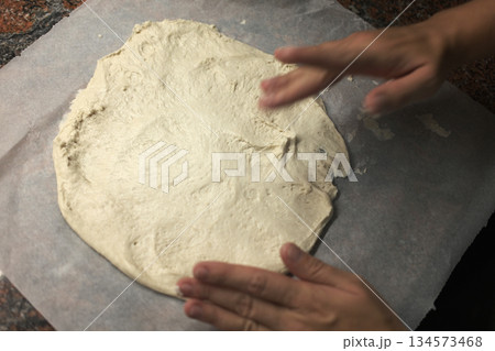 cheese and tomato pizzas as italian food 134573468