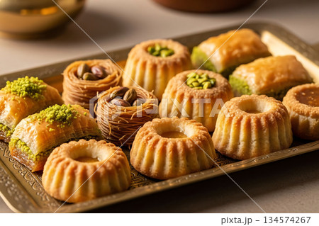 Eid Desserts Baklava Maamoul Arabic Sweets Tray Eid Desserts Baklava Maamoul Arabic Sweets Tray 134574267