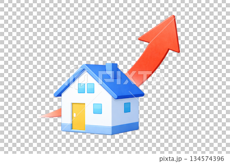 住宅価格の上昇や不動産価値を表すイラスト素材 134574396