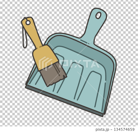 学校の青い塵取りセットのイラスト 134574659