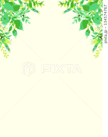 手描き植物の装飾フレーム・縦型 134574767