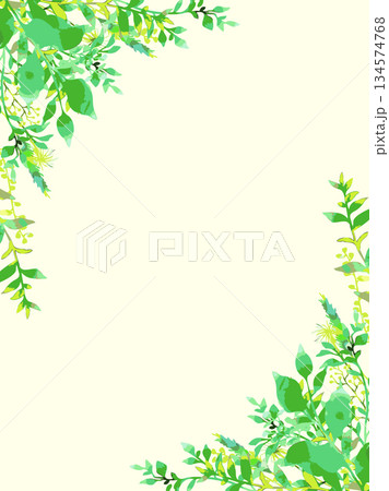 手描き植物の装飾フレーム・縦型 134574768