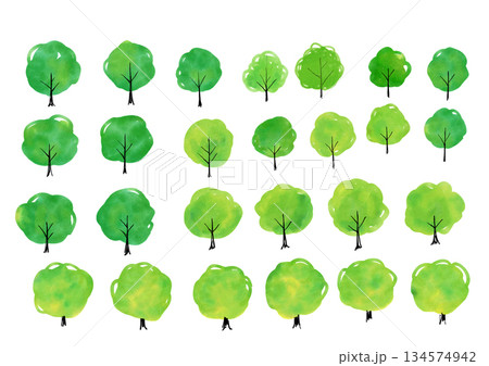水彩の木のイラスト素材　イラストセット 134574942