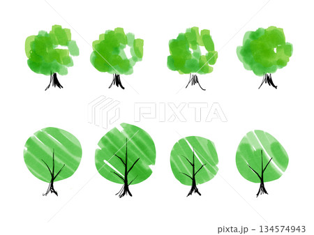 手書きの木のイラストセット 134574943