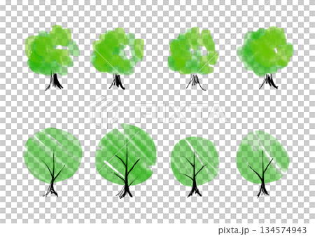 手書きの木のイラストセット 134574943