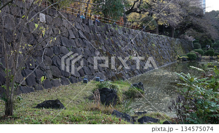 江戸城の城郭を残す日比谷見附跡、日比谷公園にて 134575074