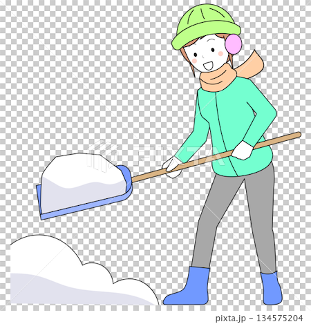 雪かきをする人物 134575204