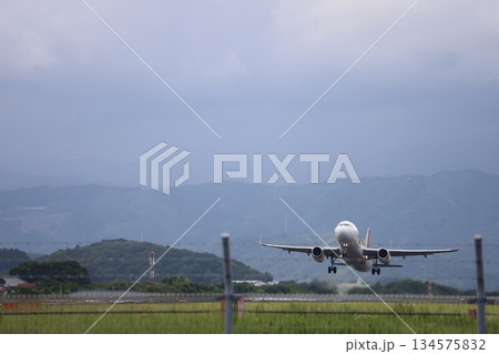 台北に向け離陸するタイガーエアのエアバス旅客機 台北に向け離陸するタイガーエアのエアバス旅客機 134575832