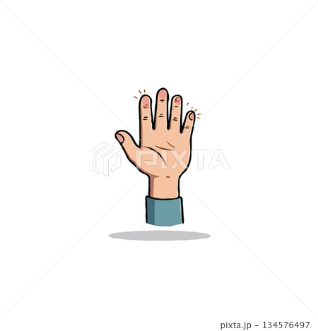 Illustrated hand displaying five fingers representing gestures communication and digital art Illustrated hand displaying five fingers representing gestures communication and digital art 134576497