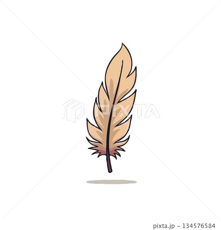 Delicate feather illustration on plain backdrop with subtle shades capturing ethereal essence and Delicate feather illustration on plain backdrop with subtle shades capturing ethereal essence and 134576584