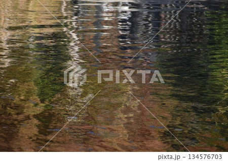 水面に生じるさざ波を基調としたオレンジ系の背景素材 134576703
