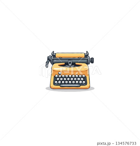 Stylized vintage typewriter illustration evokes nostalgia for classic writing method with detailed 134576733