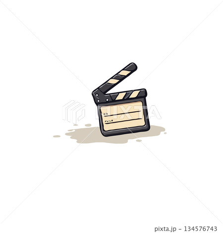 Stylized cartoon movie clapboard symbolizing film making process and creative visual storytelling 134576743