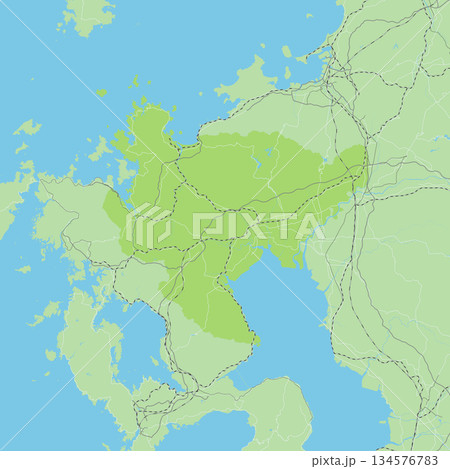 日本の佐賀県と隣接する都道府県を含む、緑色のシンプルなロードマップ 日本の佐賀県と隣接する都道府県を含む、緑色のシンプルなロードマップ 134576783
