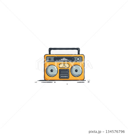 Vintage boombox illustration evoking nostalgia with its retro aesthetic in digital artwork style 134576796