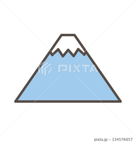 雪化粧したシンプルな富士山のアイコン 134576857