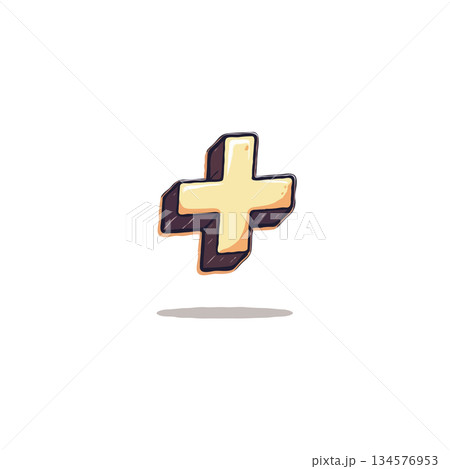 Isolated plus sign graphic design concept with a 3D cartoon vector symbol showing addition and Isolated plus sign graphic design concept with a 3D cartoon vector symbol showing addition and 134576953