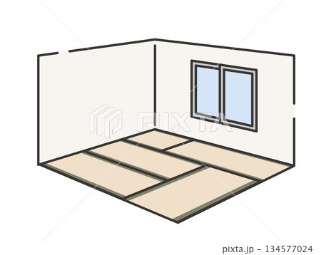 古い畳の和室のイラスト 古い畳の和室のイラスト 134577024