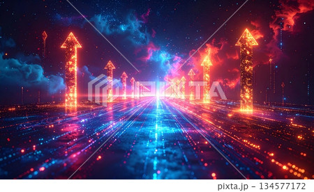 Abstract colorful light background with glowing stars and bright Christmas fireworks creates a magic celebration design in the night sky 134577172