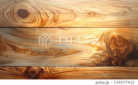 Natural brown oak timber board with a textured grain pattern and old hardwood surface for a decorative wooden plank wall or floor background 134577412