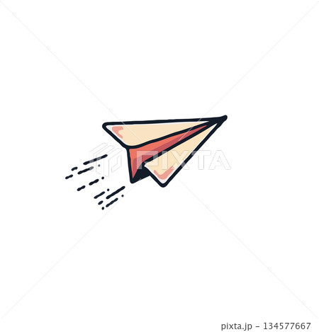 Whimsical paper plane soars, symbolizes ambition, creative aspirations, and childhood memories, a 134577667