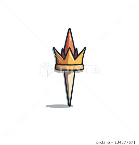 Stylized crown emblem featuring geometric shapes and a contrasting color palette presenting a Stylized crown emblem featuring geometric shapes and a contrasting color palette presenting a 134577671