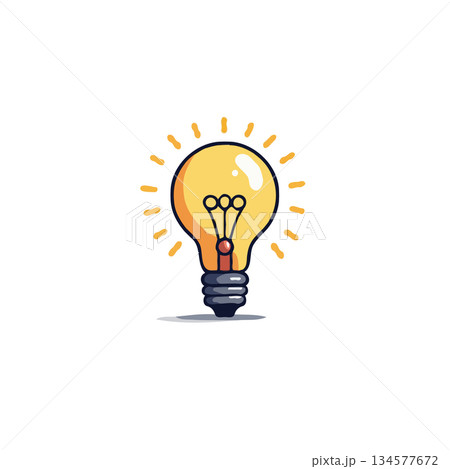 A simple lightbulb radiating innovation illuminates potential creative solutions generating 134577672