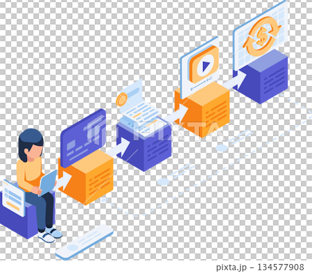 Isometric Subscription Recurring Payment Process 134577908