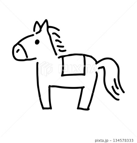 シンプルでかわいい手描き風の馬の線画イラスト(午年・2026年) シンプルでかわいい手描き風の馬の線画イラスト(午年・2026年) 134578333