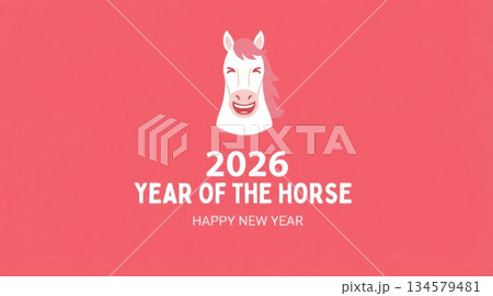 2026年馬年を彩る和風デザイン年賀状 134579481