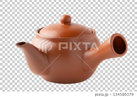 Brown teapot on a transparent background 134580379