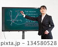 電子黒板を使って授業をする若い女性教師 134580528
