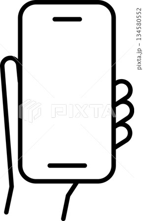 スマホ・スマートフォンを操作する手の編集可能なイラストアイコン1 134580552