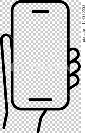 可編輯的插圖圖標，一隻手正在操作智慧型手機 1 134580552