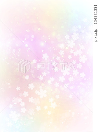 カラフルなグラデーションの背景に小花柄 134581351