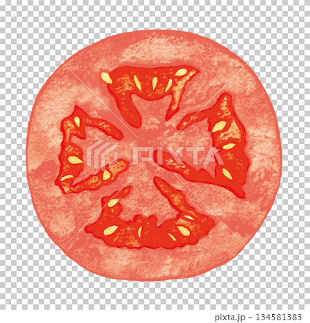 Hand-drawn tomato slice illustration (food material/ingredient illustration) Hand-drawn tomato slice illustration (food material/ingredient illustration) 134581383