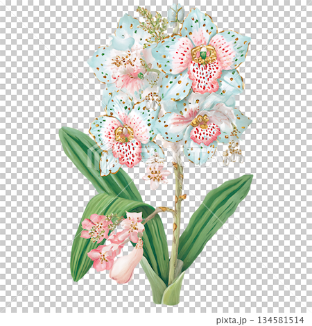 little cute fairy with flower wreath 134581514