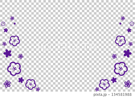 相框周圍環繞著紫色花朵 134581988