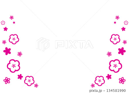 鮮やかなピンク色の花に囲まれたフレーム 鮮やかなピンク色の花に囲まれたフレーム 134581990