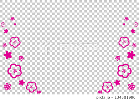 鮮やかなピンク色の花に囲まれたフレーム 鮮やかなピンク色の花に囲まれたフレーム 134581990