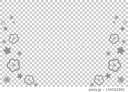 グレーの花に囲まれたフレーム グレーの花に囲まれたフレーム 134581992