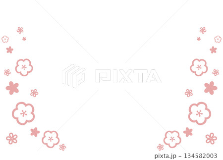 ピンク色の花に囲まれたフレーム 134582003
