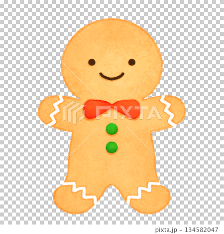 手繪可愛薑餅人插圖 134582047