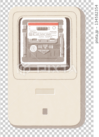 Hand-drawn illustration of an electric meter/power meter (analog meter) 134582354