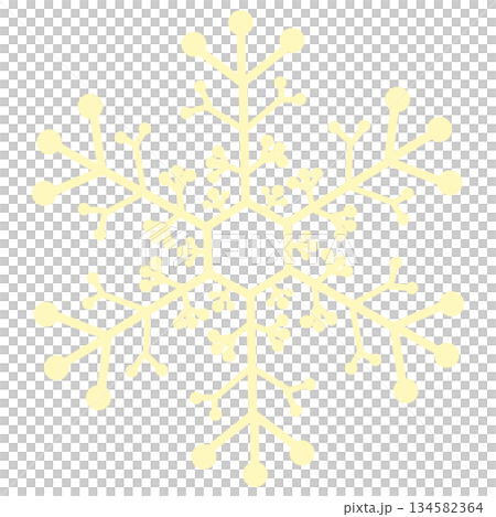 薄い黄色の枝分かれの多い雪の結晶 薄い黄色の枝分かれの多い雪の結晶 134582364