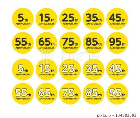 5周年から95周年　アニバーサリー　アイコン 134582392